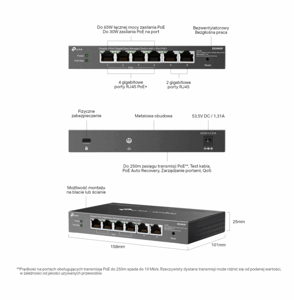 Switch TP-LINK ES206GP Omada Easy Management - obrazek 7