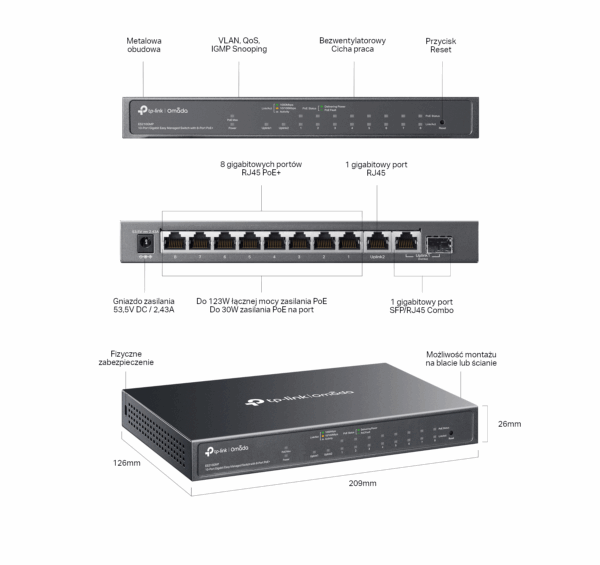 Switch TP-LINK ES210GMP Omada Easy Managed - obrazek 7