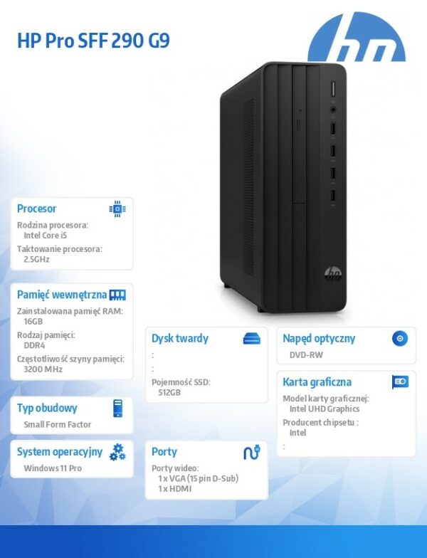 Komputer Pro 290 SFF G9 i5-12400 512GB/16GB/W11P B6ZD3ET - obrazek 3