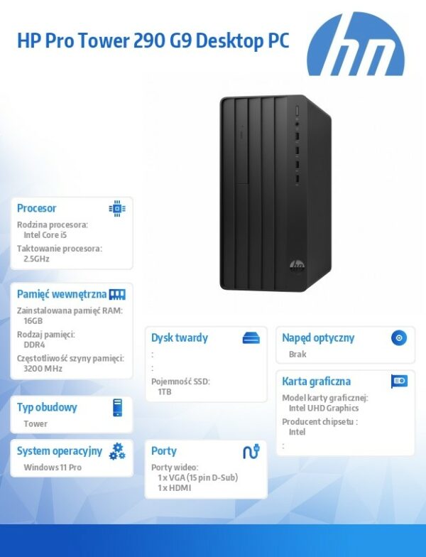 Komputer 290 Tower G9 i5-14400 1TB/16GB/W11P B6ZB2ET - obrazek 2