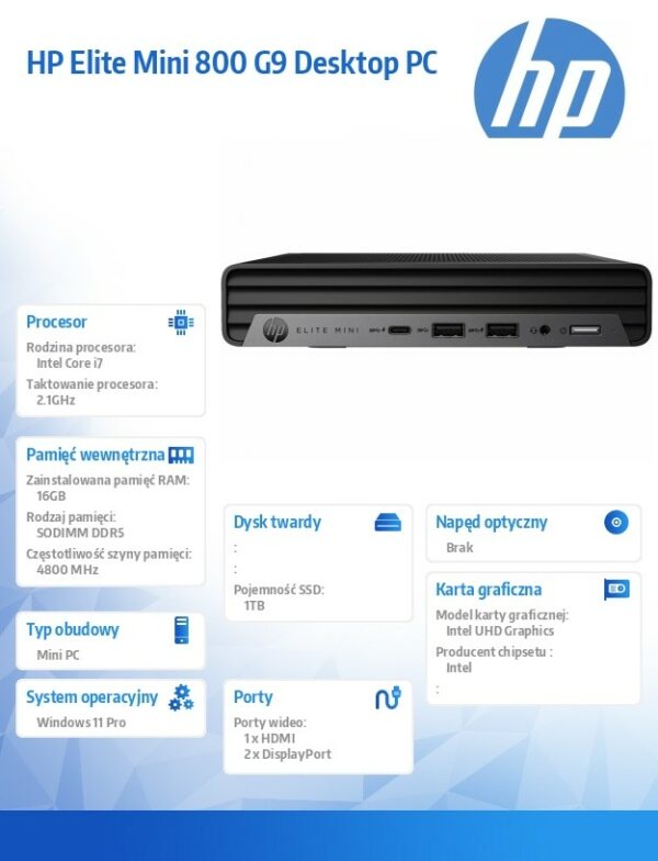 Komputer Elite Mini 800 G9 i7-14700 1TB/16/W11P 998Q6ET - obrazek 4