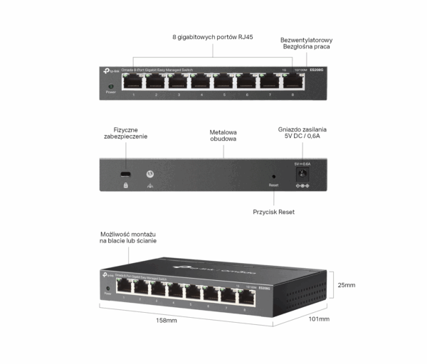 Switch TP-LINK ES208G Omada Easy Managed - obrazek 7