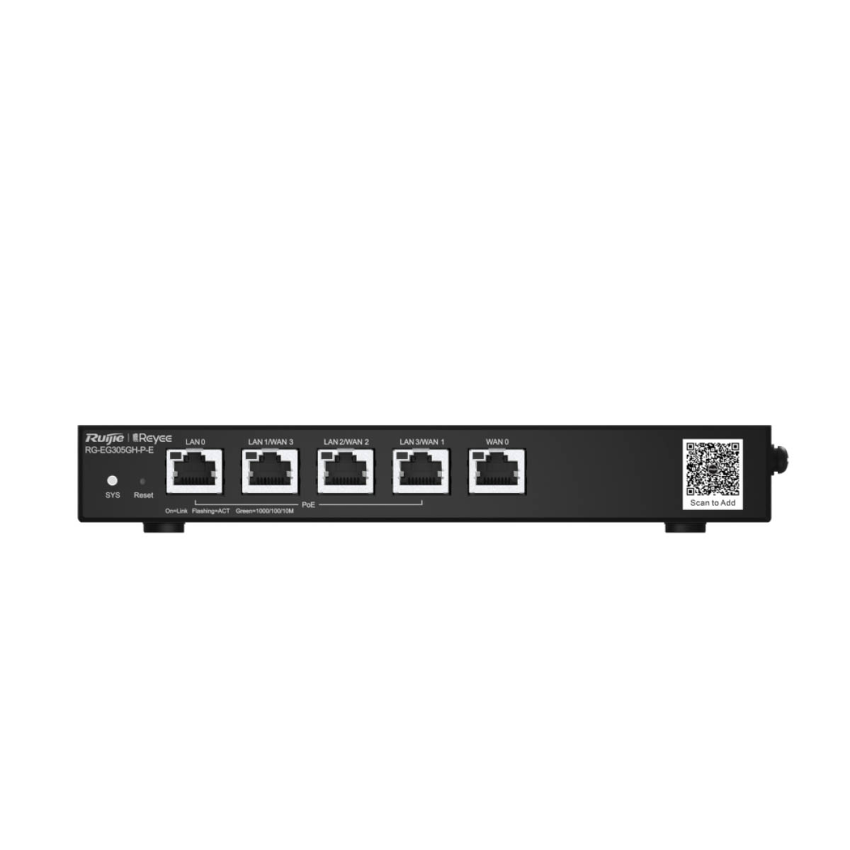 Ruijie Reyee RG-EG305GH-P-E | Router, VPN, 5 portów, 5xGbit, 4xPoE, 60W, 1xWAN, 1xLAN, 3xLAN/WAN, Cloud - obrazek 2
