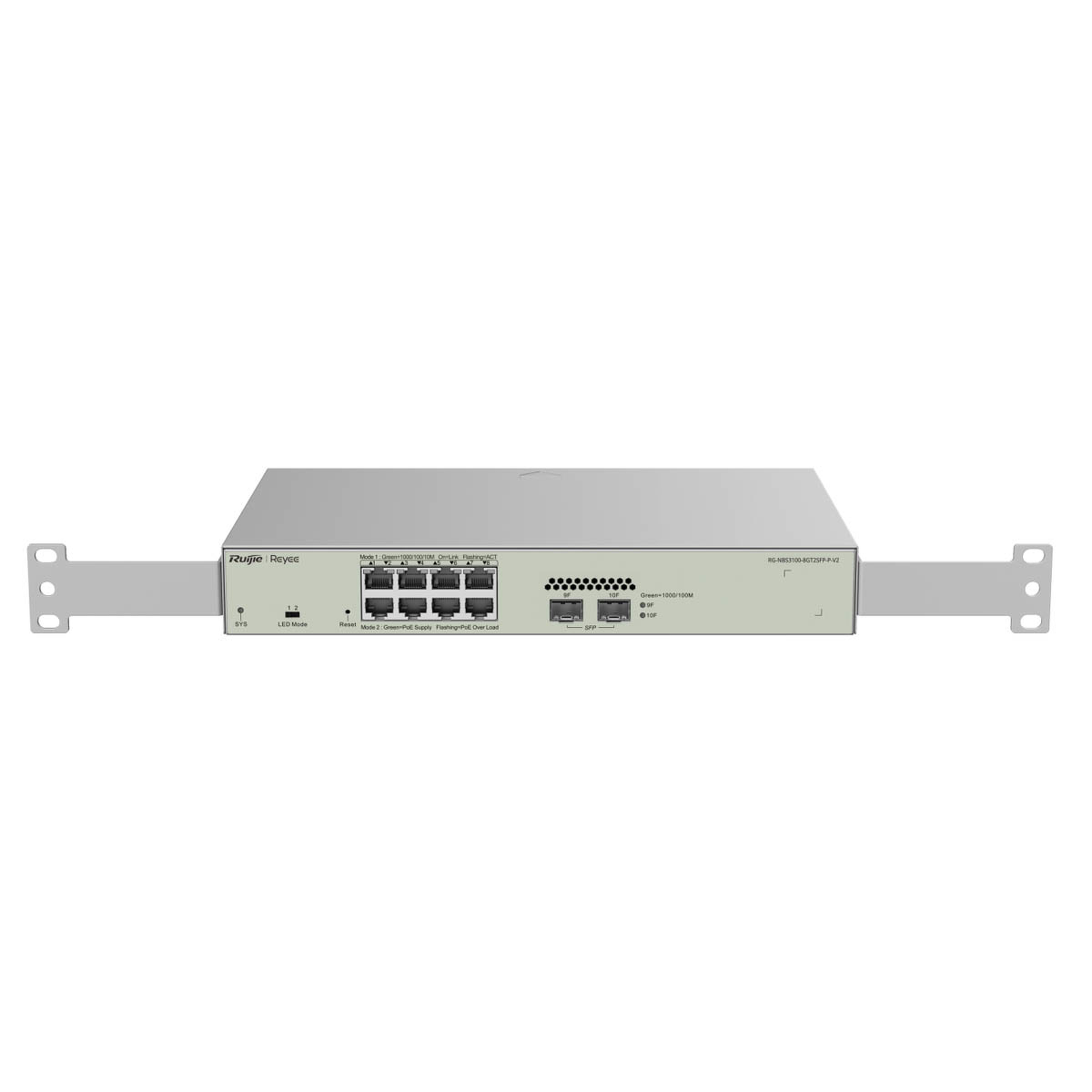 Ruijie Reyee RG-NBS3100-8GT2SFP-P-V2 | Switch Zarządzalny, 10 portów, 8xGE, 8xPoE, 125W, 2xSFP, L2, Desktop, Cloud - obrazek 2
