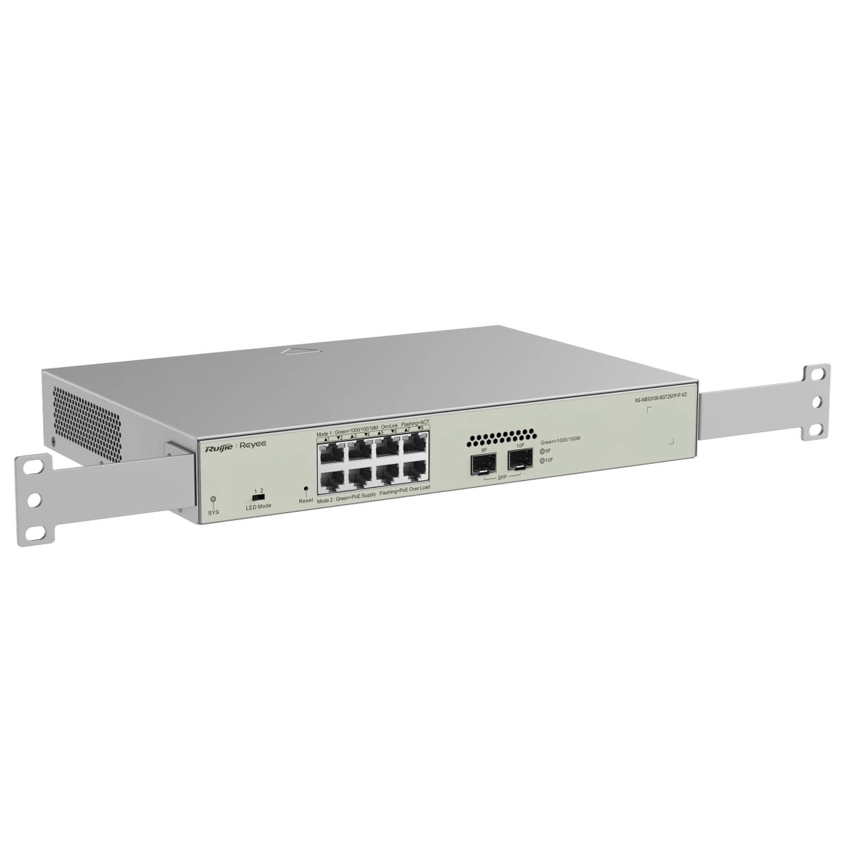 Ruijie Reyee RG-NBS3100-8GT2SFP-P-V2 | Switch Zarządzalny, 10 portów, 8xGE, 8xPoE, 125W, 2xSFP, L2, Desktop, Cloud - obrazek 3