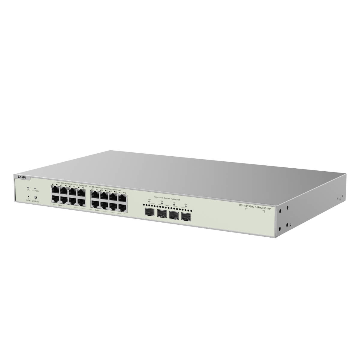 Ruijie Reyee RG-NBS3300-16MG4XS-HP | Switch Zarządzalny, 20 portów, 16x2,5GE, 4 x PoE++, 12 x PoE+, 370W, 4xSFP+, Rack, L2+, Cloud - obrazek 3