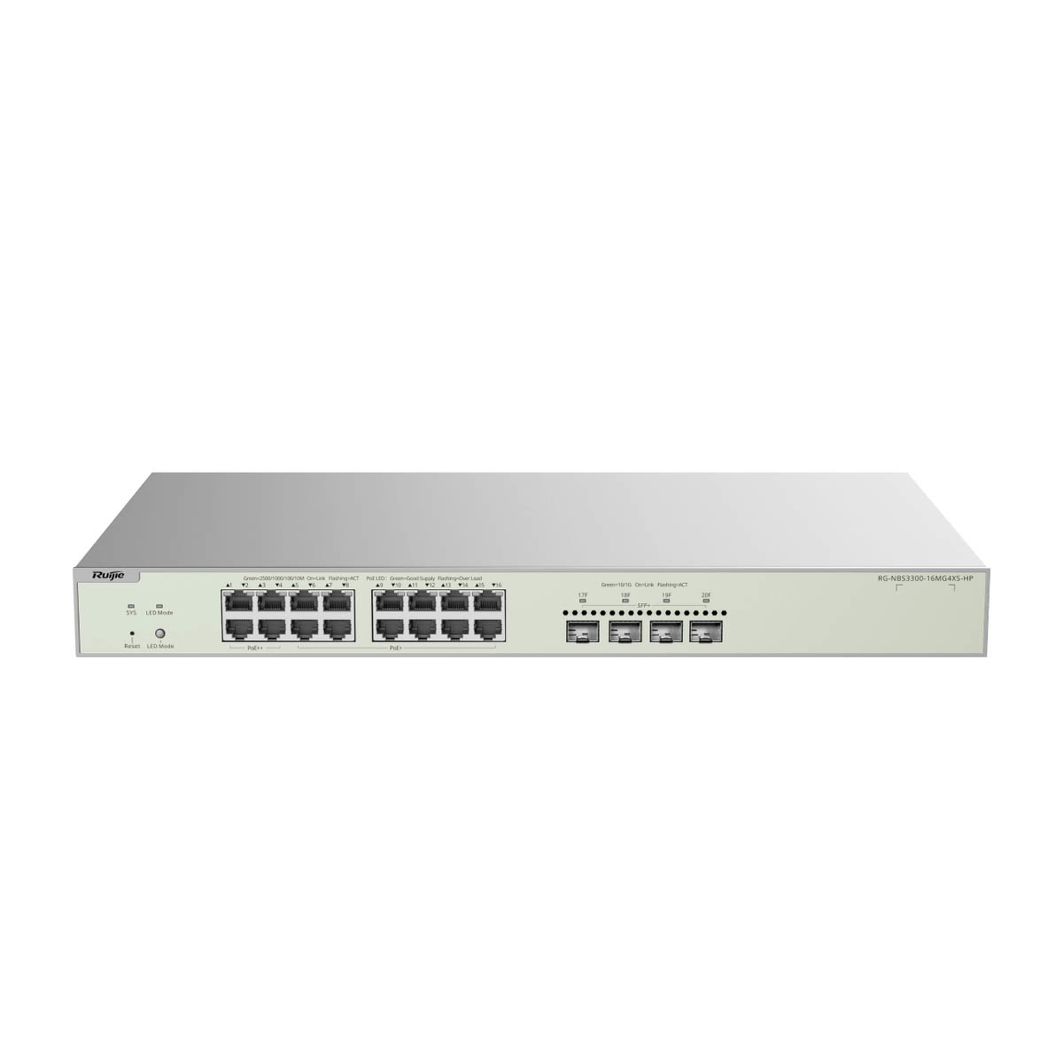 Ruijie Reyee RG-NBS3300-16MG4XS-HP | Switch Zarządzalny, 20 portów, 16x2,5GE, 4 x PoE++, 12 x PoE+, 370W, 4xSFP+, Rack, L2+, Cloud - obrazek 8