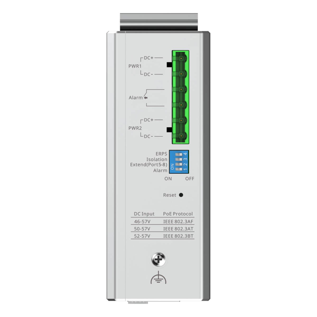 Ruijie Reyee RG-NIS2100-8GT2SFP-HP | Switch zarządzalny przemysłowy, 10 portów, 8xGE, 1xPoE++, 7xPoE+, 300W, 2xSFP, L2, Cloud - obrazek 6