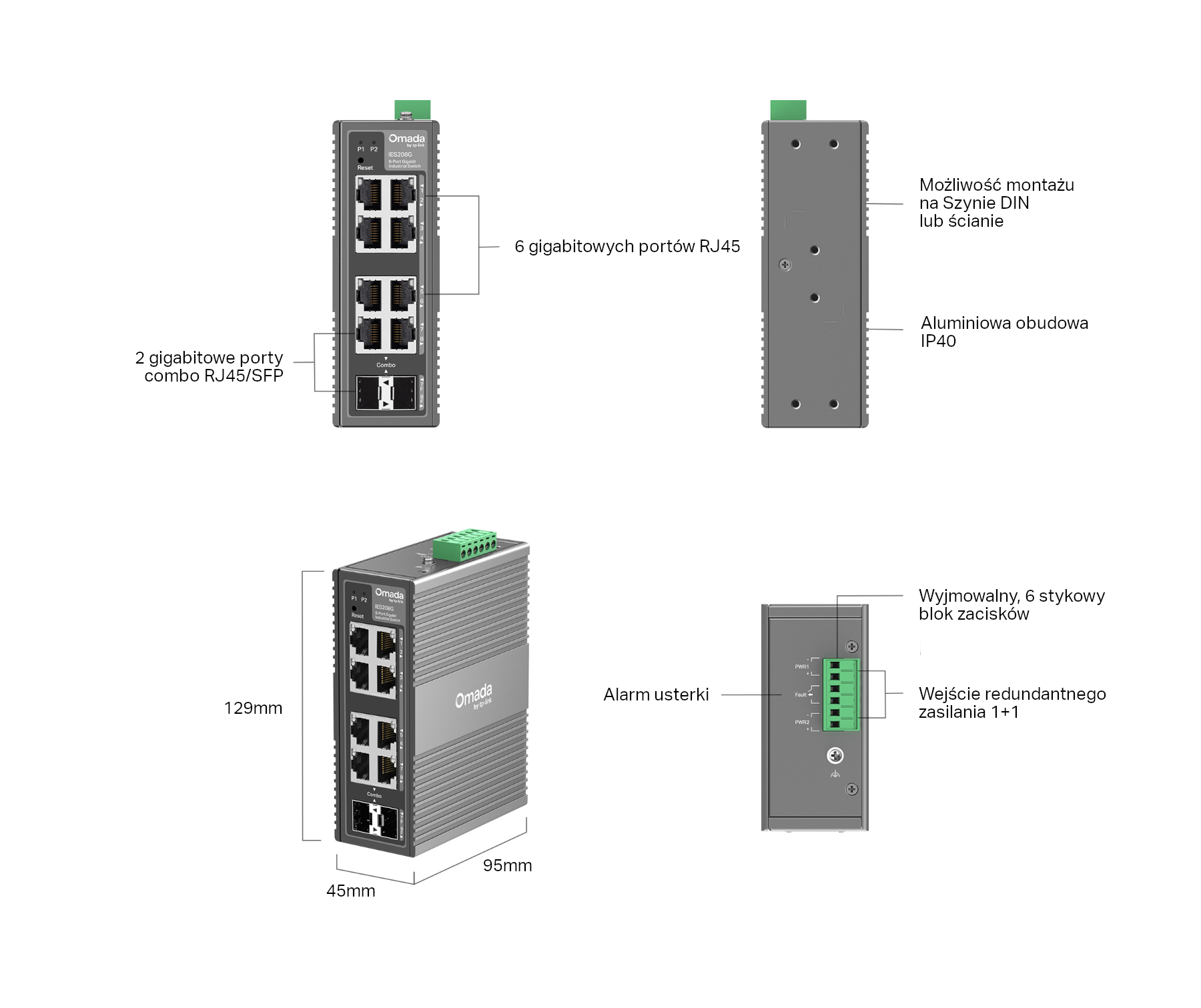 Switch przemysłowy TP-LINK IES208G - obrazek 7