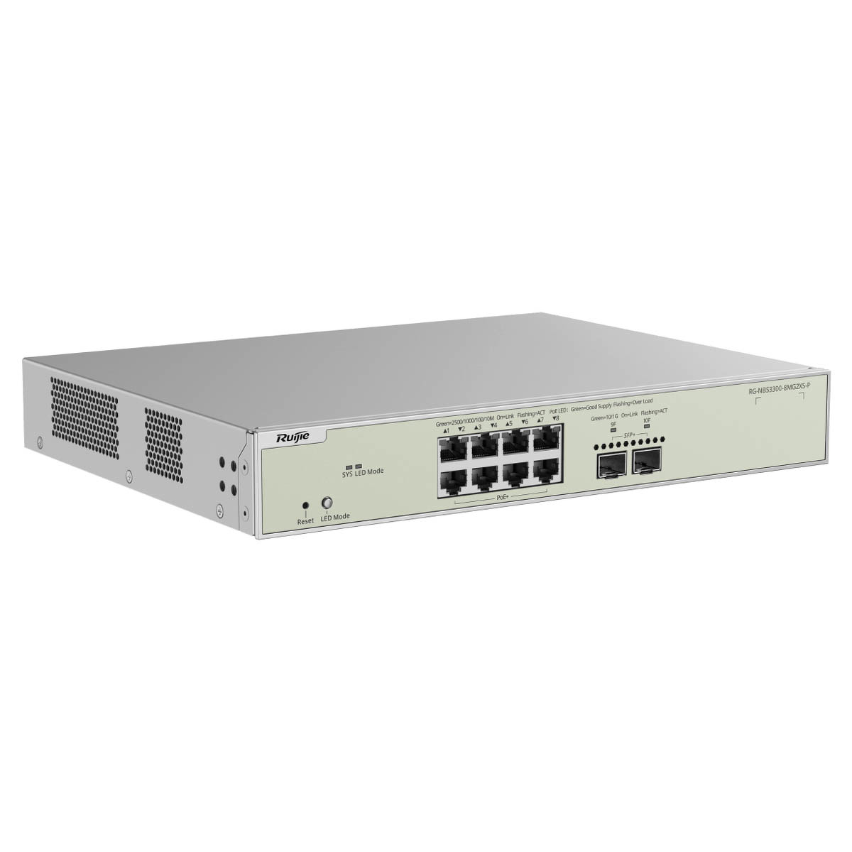 Ruijie Reyee RG-NBS3300-8MG2XS-P | Switch Zarządzalny, 10 portów, 8x2,5GE,8xPoE+, 240W, 2xSFP+, Rack, L2+, Cloud - obrazek 4